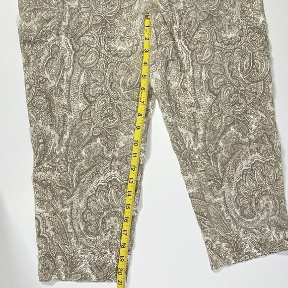 New Directions - Women's Size 12 - Tan Paisley Capri Pants Flat Front No Pockets - Picture 9 of 10
